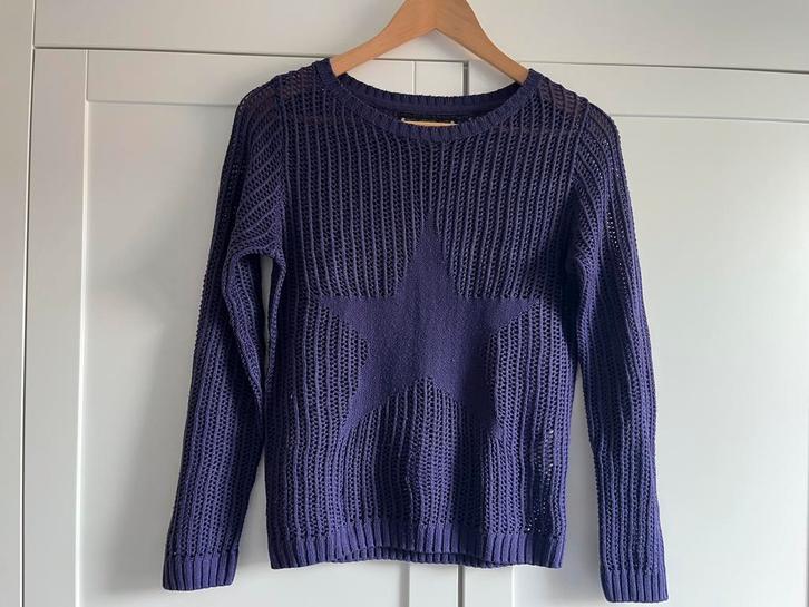 Paarse gebreide trui met ster – opengewerkt patroon maat S, Kleding | Dames, Truien en Vesten, Zo goed als nieuw, Paars, Ophalen of Verzenden