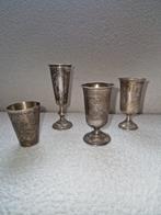 4 Zilveren antieke Russische wodka bekers, Antiek en Kunst, Ophalen of Verzenden, Zilver