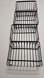 6 Zwarte Metalen Draadmanden, Huis en Inrichting, Woonaccessoires | Schalen en Manden, Overige materialen, Mand, Vierkant, Nieuw