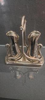 Verzilverd Jugendstil peper- en zoutstel met zwanenmotief, Antiek en Kunst, Antiek | Bestek, Ophalen of Verzenden