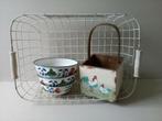 Lot oude tuin/keukenspullen.o.a.korf/houten bakje/kommen., Ophalen of Verzenden