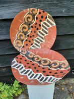 2 schalen van papier maché met Afrikaanse motieven, Huis en Inrichting, Woonaccessoires | Schalen en Manden, Ophalen, Overige materialen