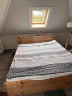 Tweepersoonsbed Hout Ombouw, Huis en Inrichting, Slaapkamer | Bedden, Ophalen, Gebruikt, Bruin, Tweepersoons