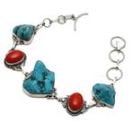 zilveren Armband Koraal Turkoois,, Sieraden, Tassen en Uiterlijk, Armbanden, Overige kleuren, Verzenden, Nieuw, Met edelsteen