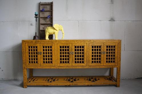 Werelds Uniek Sidetable Okergeel Wandmeubel Bohemian Kast, Huis en Inrichting, Overige Huis en Inrichting, Nieuw, Ophalen of Verzenden