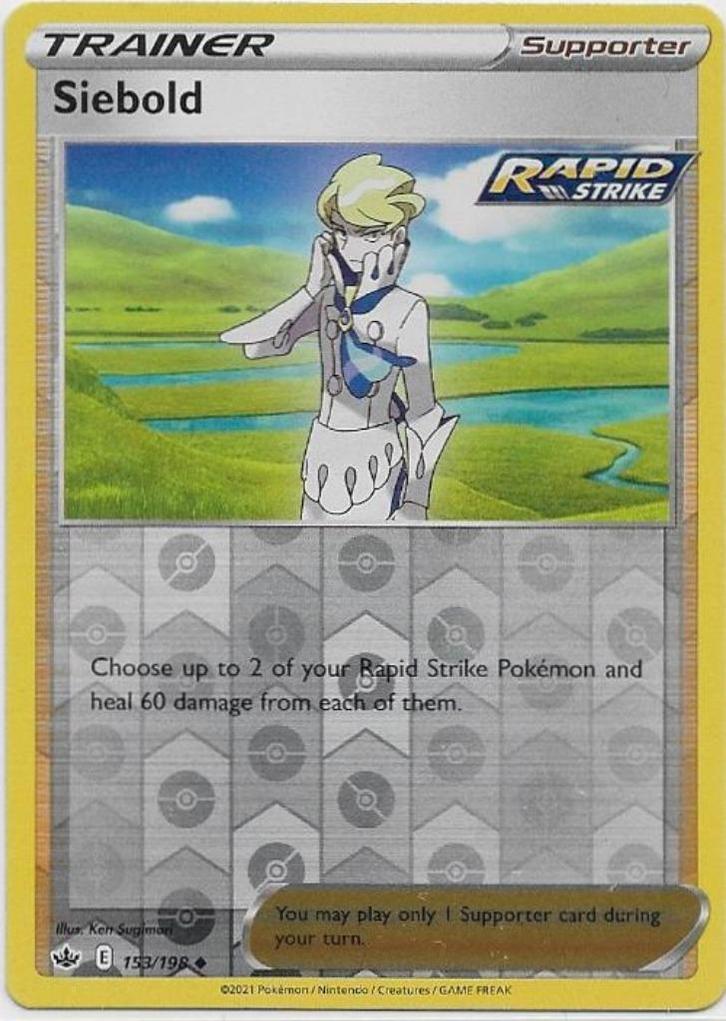 Chilling Reign,  Siebold [reverse] 153/198, Hobby en Vrije tijd, Verzamelkaartspellen | Pokémon, Nieuw, Losse kaart, Verzenden