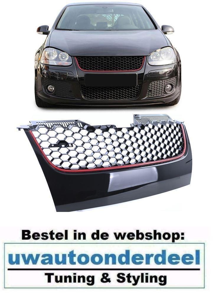 Honingraat Grill Rode Bies Geschikt Voor Vw Golf 5 GTI, Auto diversen, Tuning en Styling, Verzenden