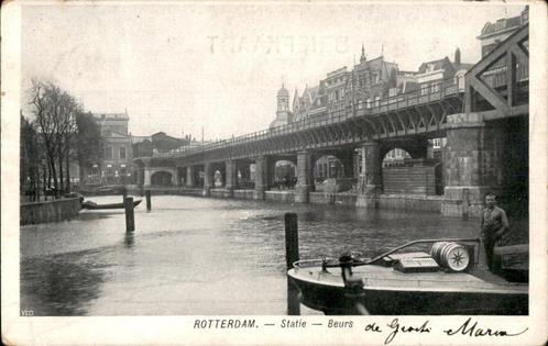 Rotterdam Statie Beurs man op schip st 1905, Verzamelen, Ansichtkaarten | Nederland, Gelopen, Zuid-Holland, Voor 1920, Ophalen of Verzenden