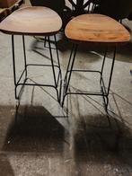 Set barkrukken acaciahout (PROMO), Huis en Inrichting, 2 krukken, Ophalen, Nieuw, 60 tot 90 cm
