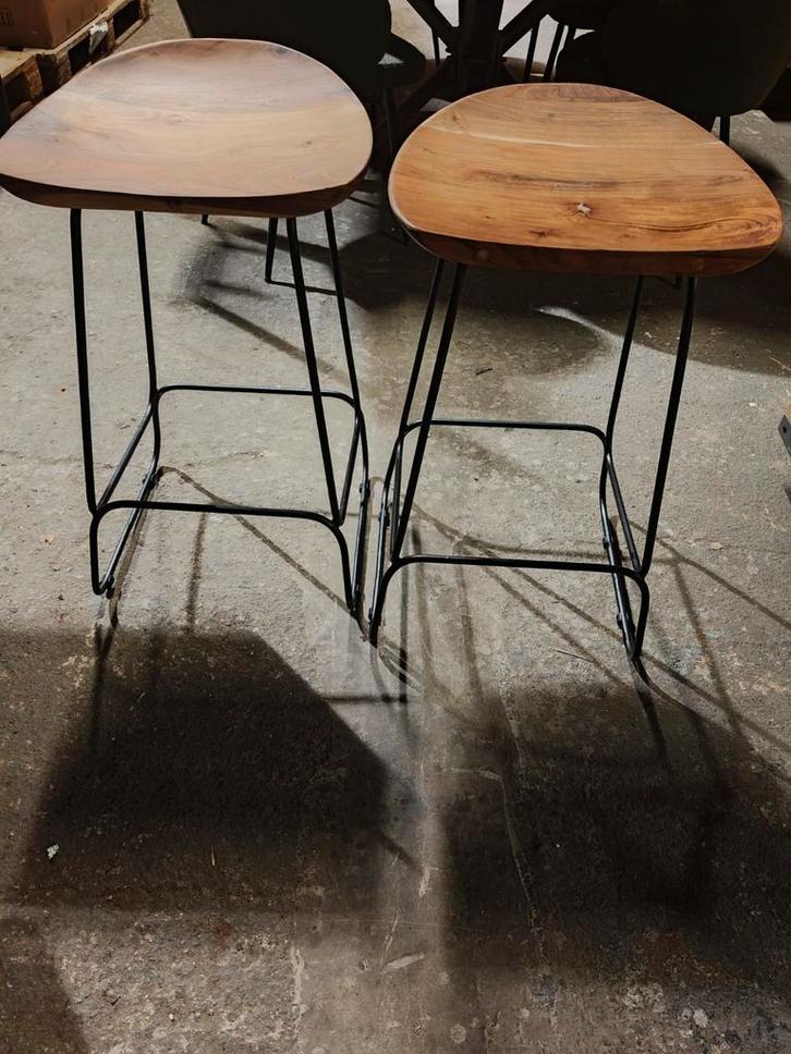 Set barkrukken acaciahout (PROMO), Huis en Inrichting, Barkrukken, Nieuw, 60 tot 90 cm, 2 krukken, Ophalen