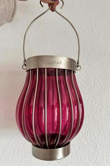 Riverdale Lantaarn Paars/Roze Glas beschikbaar voor biedingen