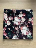 Kussenhoes zwart met roze bloemen 45x45, Ophalen of Verzenden, Zo goed als nieuw, Zwart, Vierkant