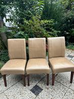 3 Leren Beige Eetkamerstoelen, Ophalen, Gebruikt, Overige kleuren, Drie