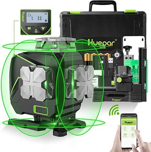 Huepar S04CG 16 Lijnen 4D Kruislijnlaser (Groen) Gratis verz, Doe-het-zelf en Verbouw, Gereedschap | Handgereedschap, Nieuw, Ophalen of Verzenden