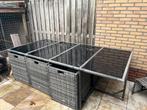 Knappe tuintafel met 8 stoelen en bijzettafeltjes., Ophalen, Zo goed als nieuw, Rechthoekig