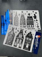 Sinterklaas Raamstickers Set 6 huizen sint piet en meer, Ophalen of Verzenden, Nieuw