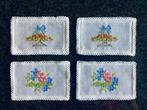 Borduurwerk, zijde, bloem, roos, vintage, vier voor € 10, Hobby en Vrije tijd, Borduren en Borduurmachines, Ophalen
