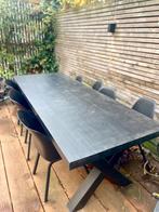 Massief houten tuintafel zwart, Tuin en Terras, Tuintafels, Ophalen, Gebruikt, Rechthoekig, Hout