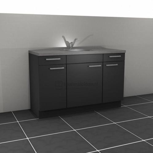 Op voorraad !! Keukenblok 1.40m met spoelbak carbon zwart !!, Huis en Inrichting, Keuken | Keukenelementen, Nieuw, Minder dan 100 cm