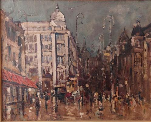 Jan Rijlaarsdam '' het Leidseplein in Amsterdam'', Antiek en Kunst, Kunst | Schilderijen | Klassiek, Ophalen of Verzenden