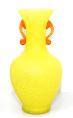 Schitterende Geel & Oranje Glas Amfora Vaas, Verzenden