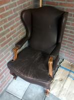 Antieke stoel hout met leer, Ophalen, Gebruikt, Minder dan 75 cm, Hout