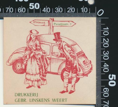 Sticker: Drukkerij Linskens - Weert - Volkwagen Kever (3), Verzamelen, Stickers, Zo goed als nieuw, Bedrijf of Vereniging, Verzenden