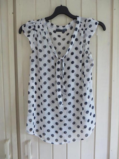 Polkadot stippen print blouse topje wit maat 36 S chiffon, Kleding | Dames, Blouses en Tunieken, Zo goed als nieuw, Maat 36 (S)