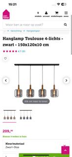 Hanglamp Toulouse 4-lichts Zwart-Glas, Ophalen, Zo goed als nieuw, Glas, Minder dan 50 cm