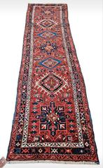 Handgeknoopt Perzisch wol tapijt loper Heriz 75x253cm, Gebruikt, ., 200 cm of meer, Heriz carpet runner Iran blue medalls