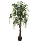 Kunstplant kunstboom wisteria 80 cm groen wit GRATIS BEZORGD, Verzenden, Nieuw, Binnen