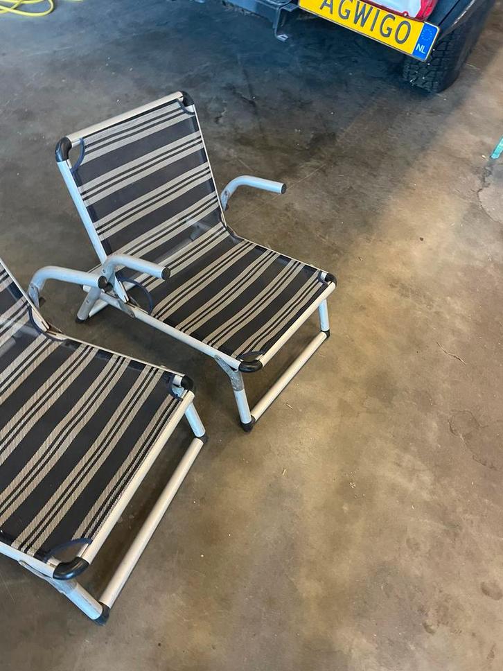 2 Strandstoeltjes - Inklapbaar, Tuin en Terras, Tuinstoelen, Gebruikt, Aluminium, Inklapbaar, Ophalen of Verzenden