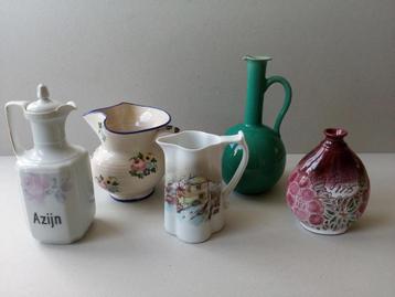 Brocante keuken kannetjes/vaasjes.Aardewerk. Pr. p/st vanaf beschikbaar voor biedingen