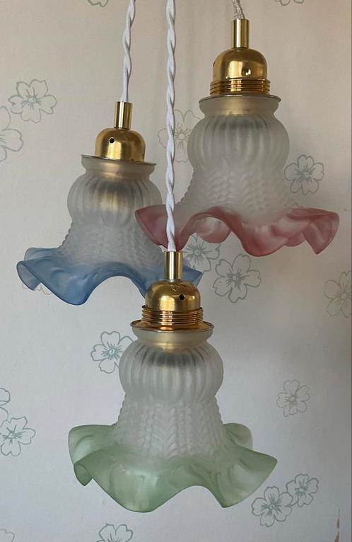 Vintage, antiek, franse glazen lamp kapjes, Antiek en Kunst, Antiek | Lampen, Ophalen of Verzenden
