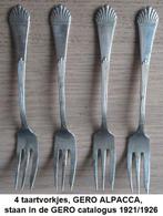 4 taartvorkjes GERO alpacca, uit dee catalogus 1921/1926, Antiek en Kunst, Antiek | Bestek, Ophalen of Verzenden