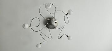 Plafoniere Lamp RVS met Glas beschikbaar voor biedingen