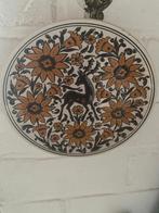 Antiek Wandbord Hert en Bloemen, Antiek en Kunst, Ophalen of Verzenden