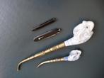 2 pijpen keramiek en messing, olifanten en 2 pijpwroeters, Ophalen of Verzenden, Zo goed als nieuw, (Water)pijp