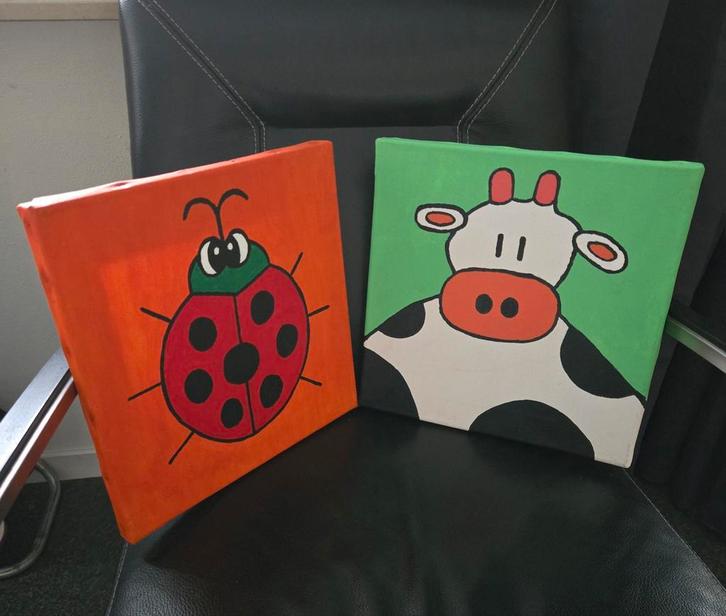 5 Handgeschilderde Kinderkamer Schilderijtjes, Kinderen en Baby's, Kinderkamer | Inrichting en Decoratie, Nieuw, Wanddecoratie