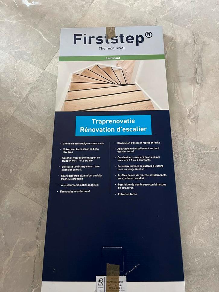 Firststep Traprenovatie Restant - Eiken Beige, Doe-het-zelf en Verbouw, Vloerdelen en Plavuizen, Gebruikt, Laminaat, Hout, 50 tot 150 cm