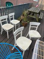 4 vintage caféstoeltjes wit, Huis en Inrichting, Stoelen, Ophalen, Gebruikt, Wit, Vier