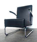 Gispen 405 | glans chroom | zwart leer | zgan, Huis en Inrichting, Fauteuils, Minder dan 50 cm, ., Minder dan 75 cm, Ophalen of Verzenden