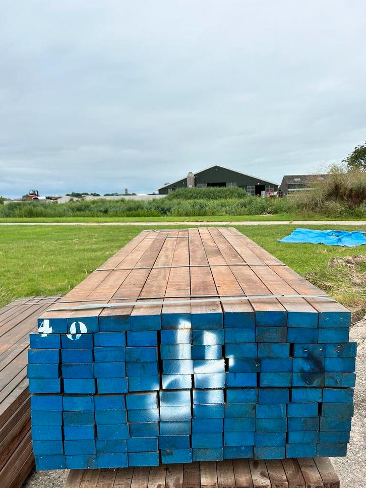 Hardhout azobe 50x100, 5x10 liggers balken tuinhout, Tuin en Terras, Palen, Balken en Planken, Nieuw, Balken, 250 cm of meer, Hardhout