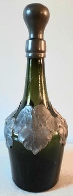 Art-Deco groene karaf met tin beslag, Antiek en Kunst, Antiek | Tin, Ophalen of Verzenden