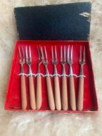 Vintage cocktail vorkjes in origineel doosje ‘60, Antiek en Kunst, Antiek | Bestek, Ophalen of Verzenden