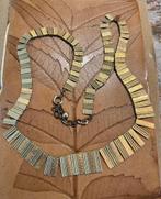 Vintage Cleopatra stijl goudkleurig vergulde ketting collier, Overige materialen, Ophalen of Verzenden, Goud, Gebruikt