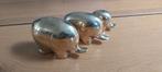 3 mooie vintage goude metalen olifanten, Ophalen, Gebruikt, Wild dier, Beeldje of Figuurtje