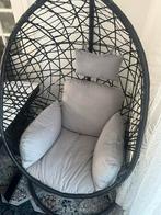 Fijne hangstoel met wasbare kussens, Huis en Inrichting, Stoelen, Ophalen, Gebruikt, Zwart, Metaal