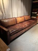 Stoere Vintage Leren Bank 2.90 breed, Ophalen, 250 tot 300 cm, Gebruikt, Rechte bank
