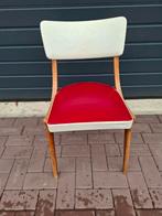 Vintage retro stoel met rood / witte leer / skai bekleding, Huis en Inrichting, Stoelen, Ophalen, Gebruikt, Leer, Eén